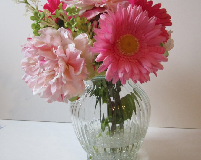Artificial Silk Floral Arrangement in Clear Glass Vase 3 Etsy