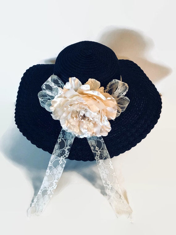 Elegant Black and Cream Women\'s Hat Woman Oaks Feathers Hat Cream and Black - Kentucky Derby Hat  main image 3