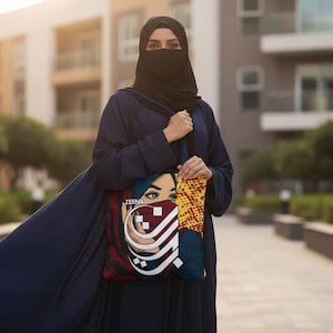 Personalized Zeenat Arabic Calligraphy Tote Bag, Urban Pop Art Canvas Accessory, Multiple Sizes