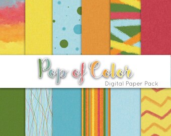 Digital Scrapbook Paper - Colorful Painting, Colorful background, Digital paint texture, Digital pop of color painting