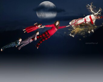 Flying Reindeer I Rudolph I Digital Background