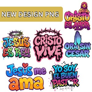 Christian Spanish Quotes PNG Bundle | Graffiti Lettering | Bible Verses | Holy Week | Religious Clipart
