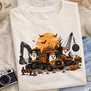 Halloween Kid PNG, Boo Dozer PNG, Boy Fall Shirt Design, Boy Halloween Sweatshirt, Kids Ghost PNG, Trending now