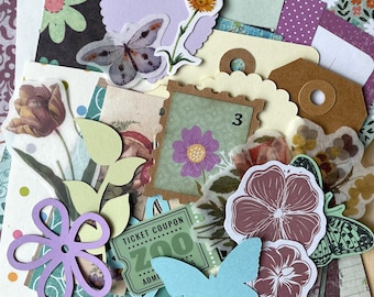Journaling Ephemera, Scrapbooking Junk Journal Supplies, Paper, Book Pages, Stickers and More, Over 50 Pieces
