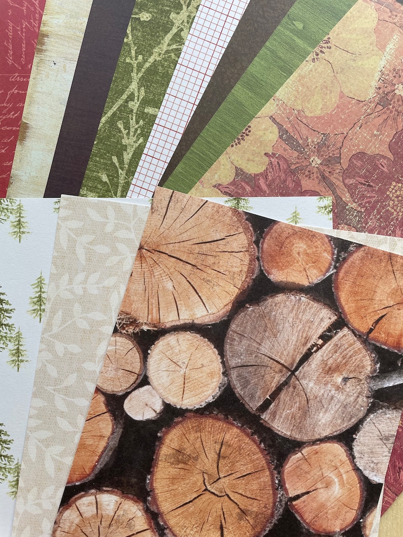 Junk Journal Paper Kit Grab Bag, Woodland Forest Nature, Scrapbooking, Collage Art, Maps, Old Book Pages, Stickers and More, Over 50 pieces image 3