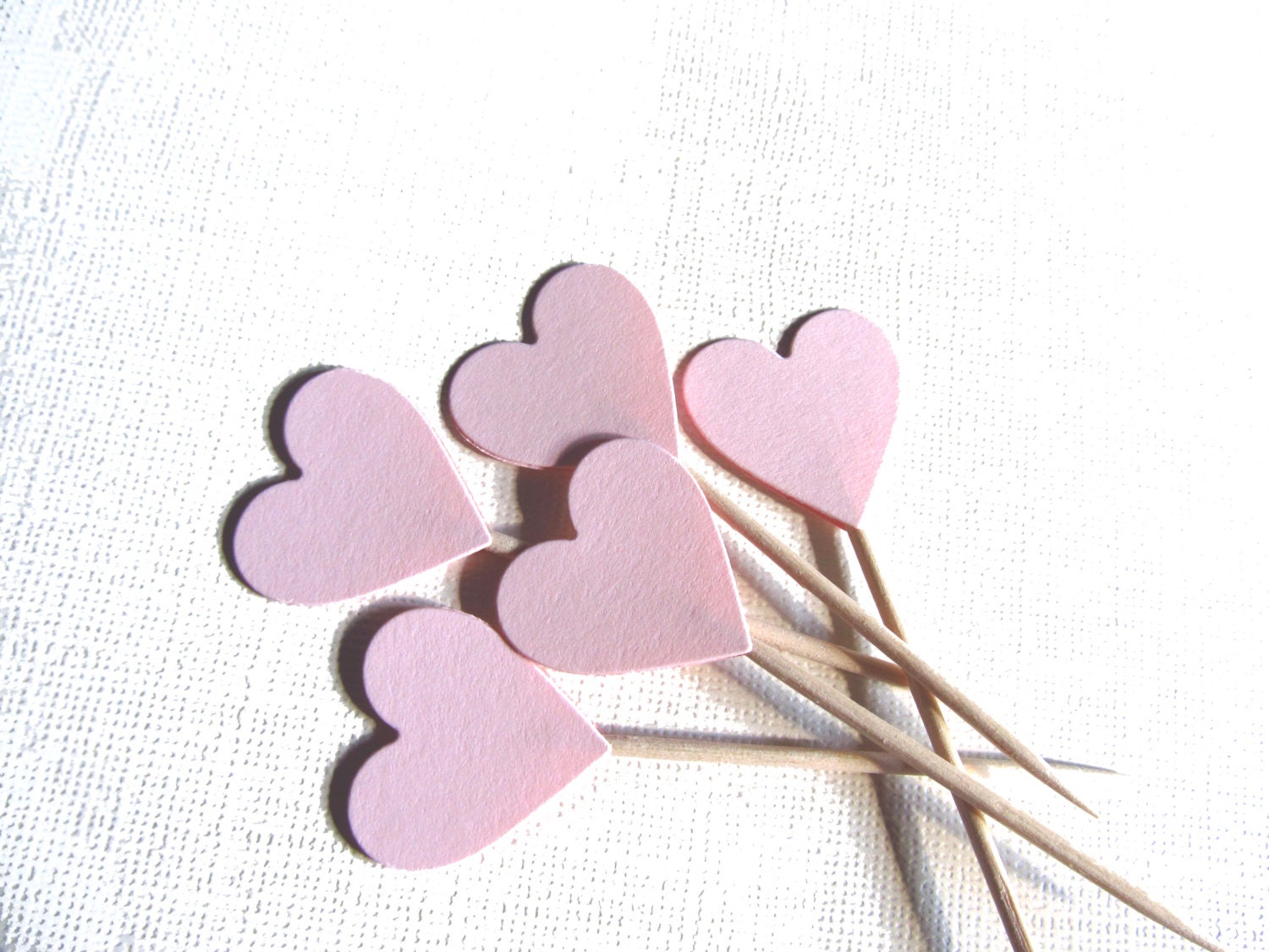 Valentines Day Decor 24 Pink Heart Cupcake Toppers Food Etsy