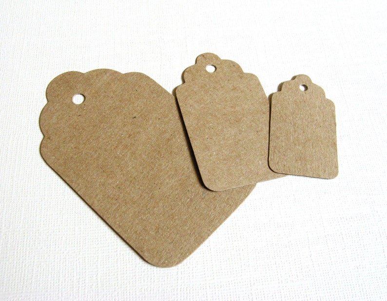 Petites étiquettes Kraft, étiquettes cadeaux, étiquettes de faveur de fête, festonnées, étiquettes de prix, étiquettes Mini Kraft image 3