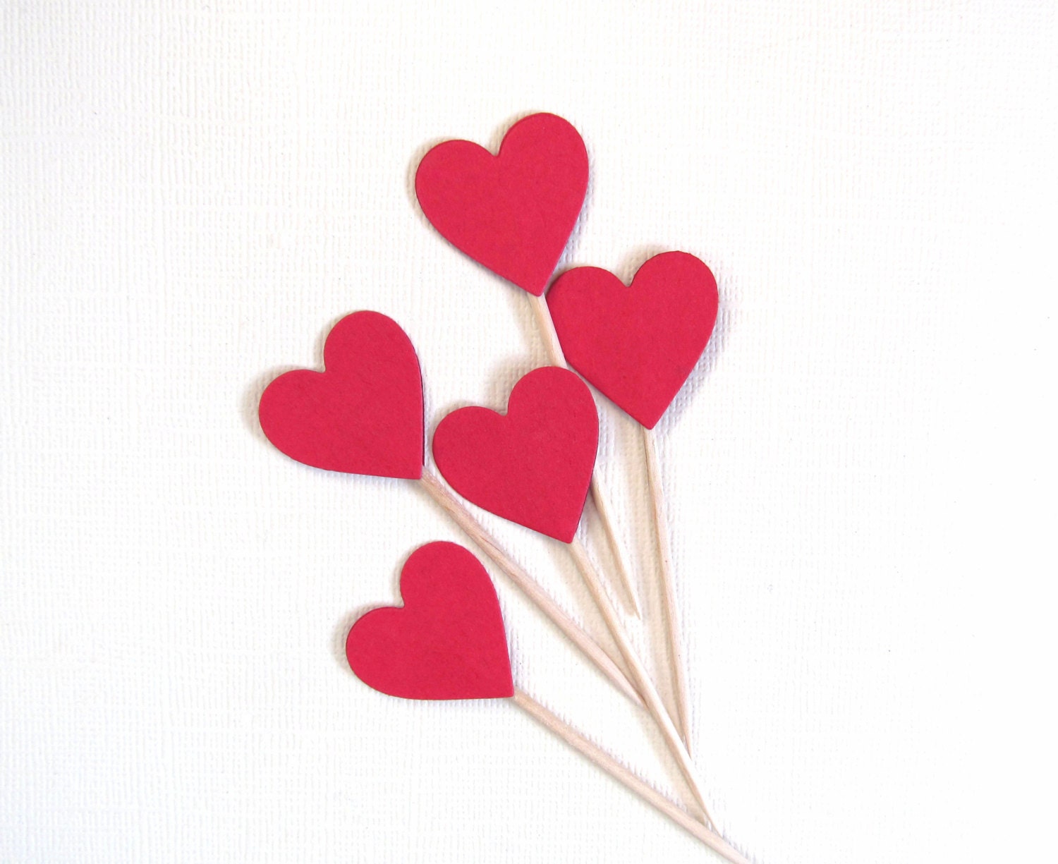 Valentines Day Decor 24 Red Heart Cupcake Toppers Food Etsy