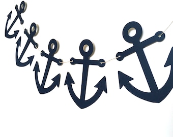 Anchor Garland, Nautical Bunting, Party Decor, Wedding, Baby Shower, Birthdays