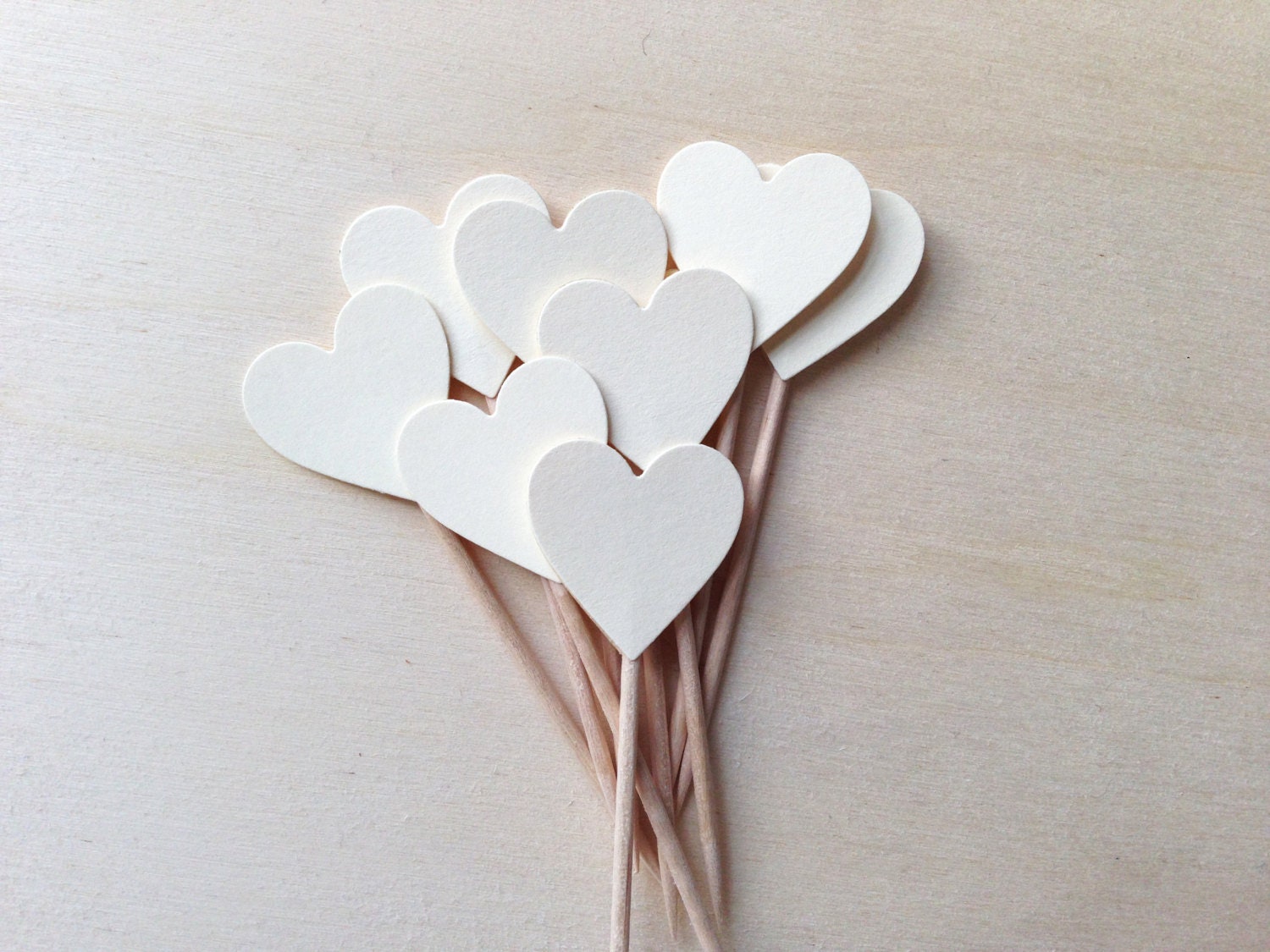 24 Cream Manila Heart Cupcake Toppers Party Decor Weddings Etsy