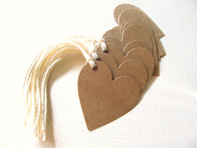 Kraft Heart Gift Tags, Price Tags, Party Favor Tags, Rustic, Weddings, Showers, Valentine's Day image 3