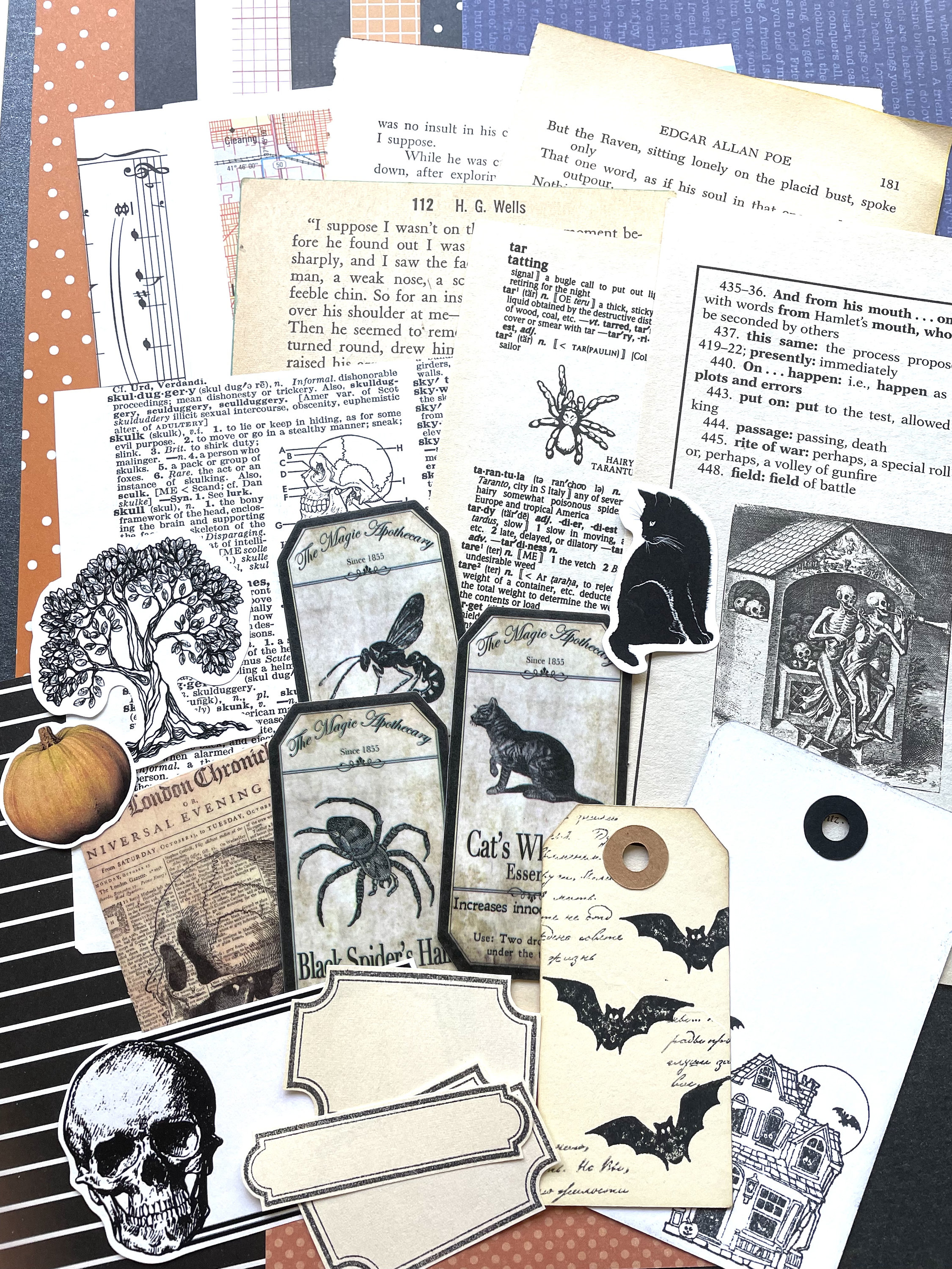 Halloween Ephemera for Junk Journals: One-Sided Decorative Paper