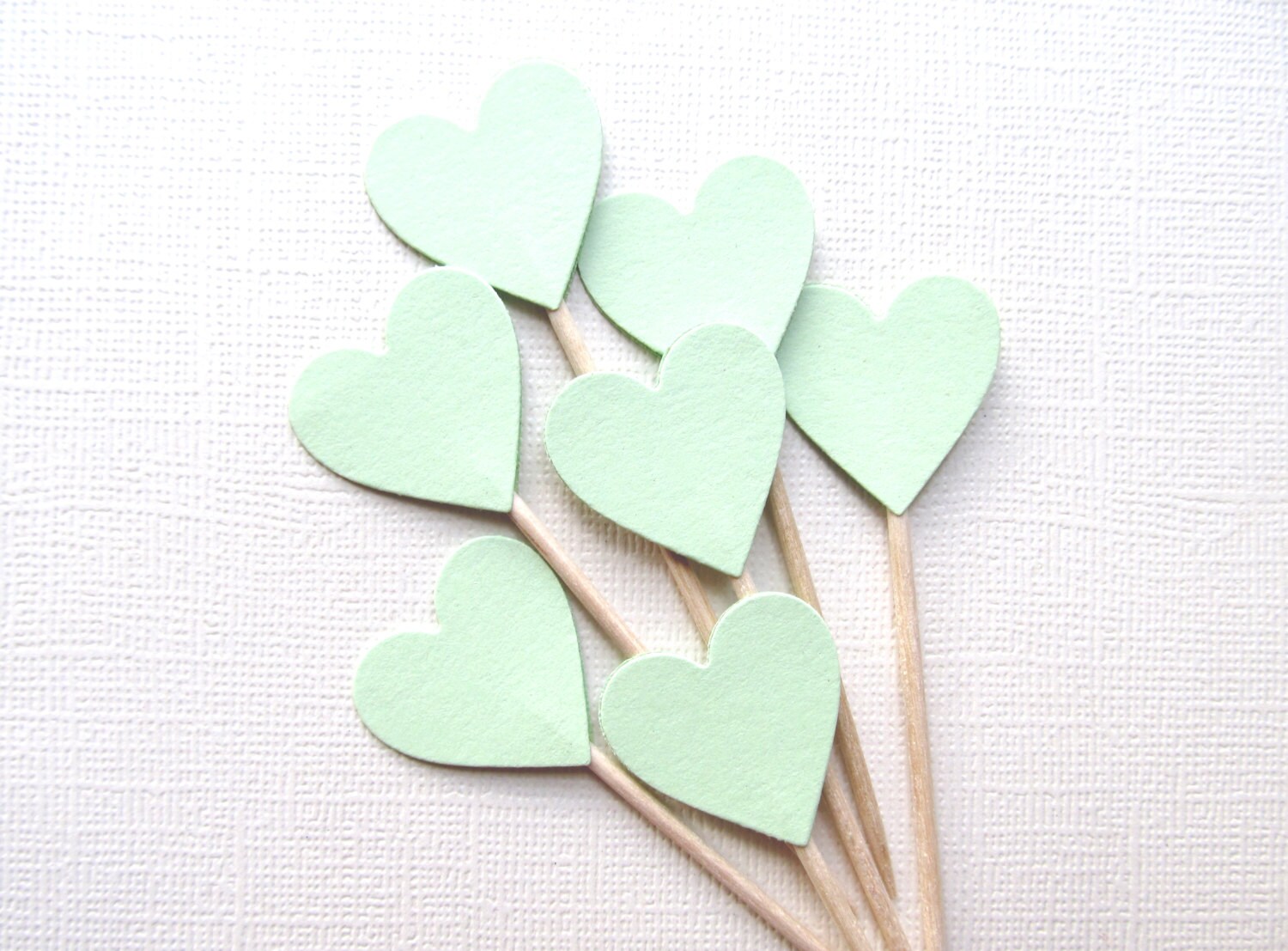 24 Mint Heart Cupcake Toppers Weddings Party Decor Etsy