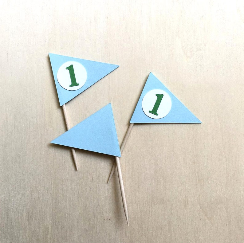 Golf Flag Cupcake Toppers, Pennant Food Pick, Birthday, Wedding, Shower, Retirement Party Decor, Double-Sided image 4