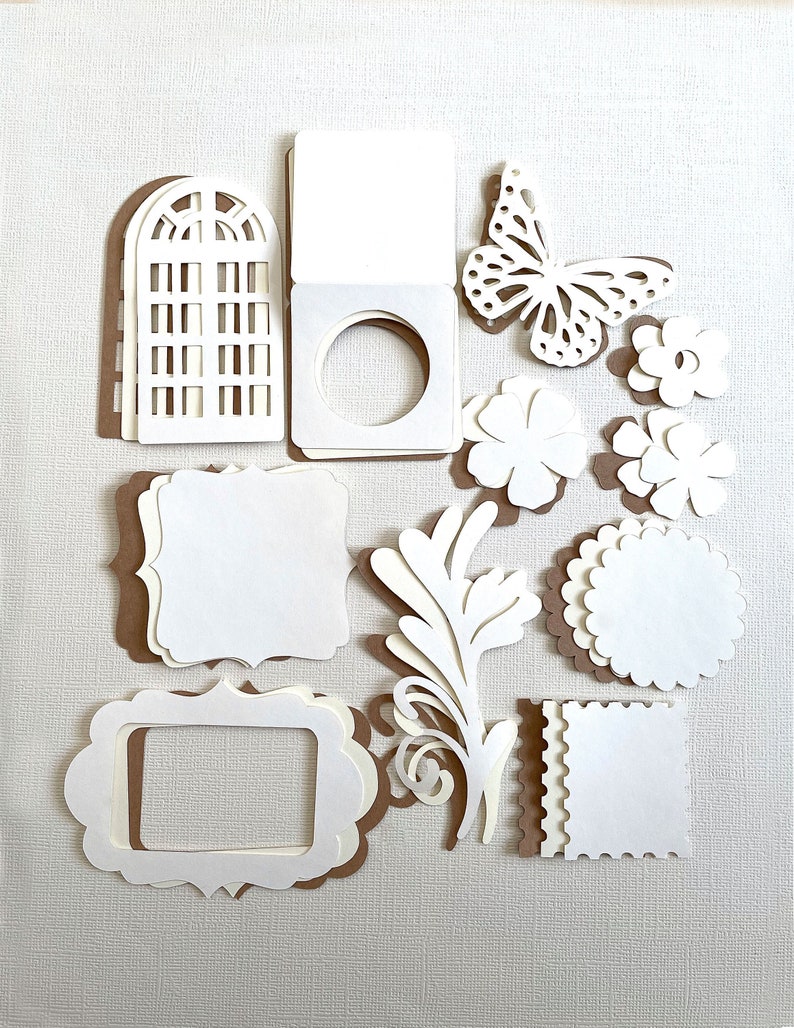 Objets prédécoupés pour journal indésirable, Fournitures de scrapbooking, Journalisation éphémères, basiques neutres, papier kraft, crème, blanc cassé image 2