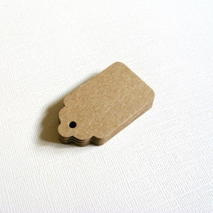 Petites étiquettes Kraft, étiquettes cadeaux, étiquettes de faveur de fête, festonnées, étiquettes de prix, étiquettes Mini Kraft image 1