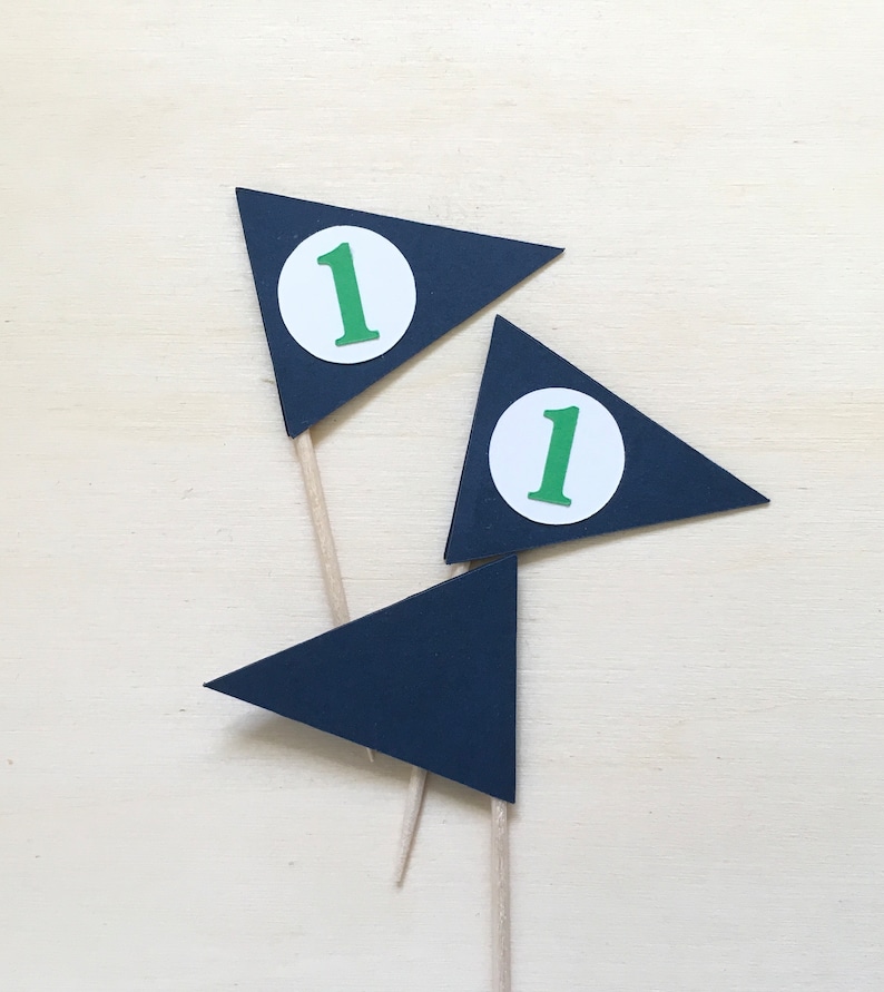 Golf Flag Cupcake Toppers, Pennant Food Pick, Birthday, Wedding, Shower, Retirement Party Decor, Double-Sided image 7