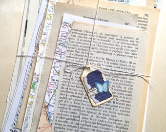 Over 60 Vintage and Antique Book Pages, Paper Kit Junk Journal Supplies, Scrapbooking, Collage Art, Mixed Media, Includes Maps, Sheet Music