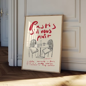フレーム入り Pastis Please ポスター、ヴィンテージ フード ポスター、ワイン プリント、レトロ アート、ミッドセンチュリー モダン プリント、パリ ポスター、フレンチ プリント、木製フレーム