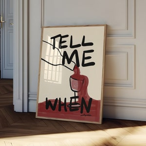 OPRAWIONE Tell Me When Wine Print, plakat koktajlowy, plakat z winem, wydruk wózka barowego, plakat retro, modna sztuka ścienna
