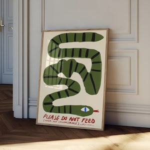 Framed 'Do Not Feed The Snake' Print: Mid-Century Modern Wall Art