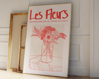 Les Fleurs Print: Botanical Flower Market Poster