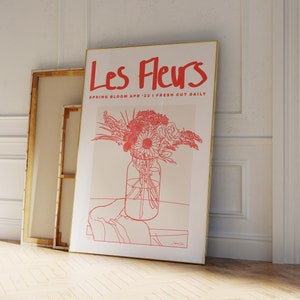 Les Fleurs Poster - Botanical Poster - Flowers Wall Art - Exhibition Poster - Flower Market Poster - French Poster - Retro Floral Print