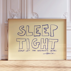 Sleep Tights Horizontaler Druck, Mid Century Druck, Ästhetische Wandkunst, Bauhaus Druck, Typografie Druck, Trendy Schlafzimmer Poster, Schmaler Druck
