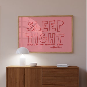 Sleep Tight Horizontal Print, Mid Century Print,  Aesthetic wall art, Bauhaus Print, Typography Print, Trendy Bedroom Poster, Narrow Print