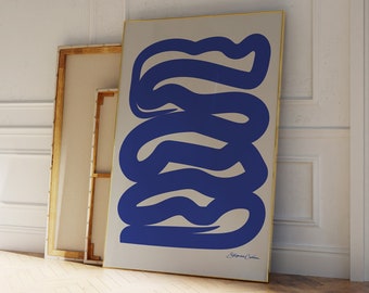 Blue Squiggle Poster, Abstract Blue Poster, Blue Contemporary Art Print, Bauhaus Abstract Print, Exhibition Poster, Mid Century Modern Print