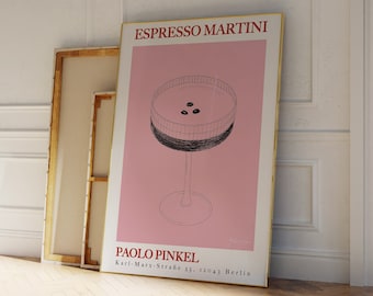Espresso Martini Poster: Retro Cocktail Print, Bar Cart Art
