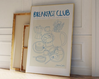 Breakfast Club Poster: Blue Sketch Kitchen Print