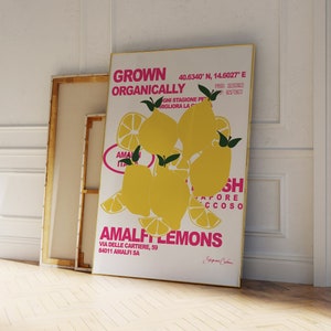Lemon Poster - Fruit Poster - Pop Art Print - Food Illustration - Fruit Market Print - Citrus Poster Print - Botanical Poster - Lemons Print