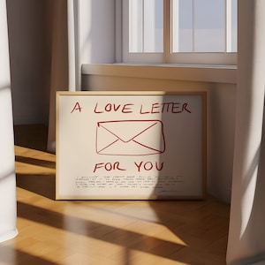Impresión tipográfica horizontal "Una carta de amor para ti", póster de arte mural mate