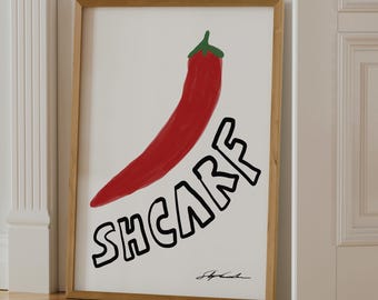 Spicy Chili Pepper Print: Retro Chic Kitchen Wall Art