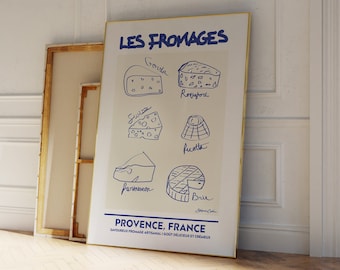French Cheese Sketch Poster: Vintage Kitchen Art Print - Etsy