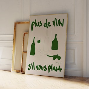 French Wine Poster - Retro Drink Poster - French Poster -  Bar Cart Decor Print  - Kitchen Art - Minimalistic Wine Print - Wine Lovers Gift