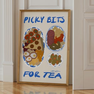 Picky Bits for Tea Kitchen Print: Girl Dinner Poster for Dining Room Walls