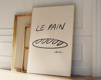 Le Pain Poster Print: Retro French Food Kitchen Art Print