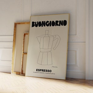 Buongiorno Poster - Coffee Poster - Retro Coffee Poster - Coffee Shop Poster - Espresso Poster Print - Coffee Bar Decor - Modern Kitchen Art