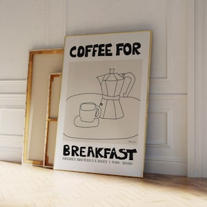 Moka Pot Sketch Poster: Mid-Century Modern Kitchen Art