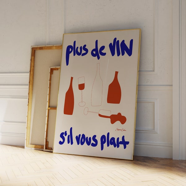 Französischer Wein Poster - Retro Drink Poster - französisches Poster - Bar Cart Decor Print - Kitchen Art - Minimalistischer Wein Print - Wine Lovers Gift