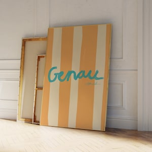 Genau Print, Moderner Boho Print, Niedliches deutsches Zitat Wandkunst, Einfacher Skandinavischer Stil, Moderne Boho Ästhetik, Preppy Streifen Kunst, Bold Typografie