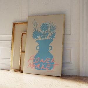 Pastel Flower Market Poster - Retro Floral Print - Botanical Flowers Print -  Boho Flower Poster  - Abstract Print Floral - French Print