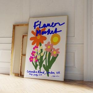 Flower Market Poster - Retro Floral Print - Abstract Botanical Flowers Print -  Boho Flower Poster  - Abstract Print Floral - London Print