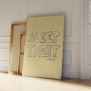 ぐっすり眠れるプリント、ミッドセンチュリープリント、美的ウォールアート、バウハウスプリント、タイポグラフィプリント、トレンディな寝室のポスター、青と黄色のプリント