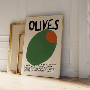 Olives Poster - Retro Drink Poster - Retro Food Print -  Bar Cart Decor Print  - Kitchen Art - Kithen Print - Gift for Food Lovers