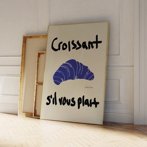 Croissant Poster - Food print - French croissant poster -  Bakery art - Breakfast print -  Brunch poster - Breakfast Poster - Kitchen Art