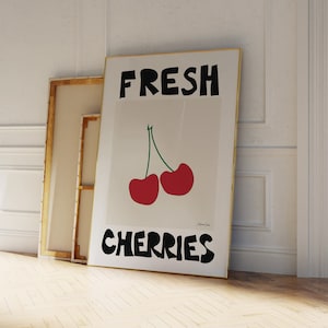 Fresh Cherries Poster - Fruit Poster - Pop Art Print - Food Illustration - Fruit Market Print - Cherry Wall Art Print - Cherry Poster Print