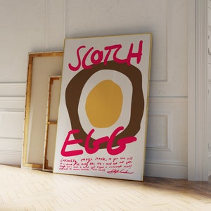 Scotch Egg Poster - Trendy Pink Poster - Food Print - Modern Kitchen Decor -  Typography Print - Retro Wall Art - Pop Art Food Print
